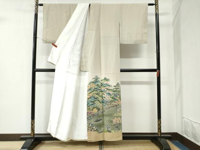 平和屋着物●京加賀友禅 松本健一 色留袖 水辺松竹梅風景文 暈し染め 正絹 yc