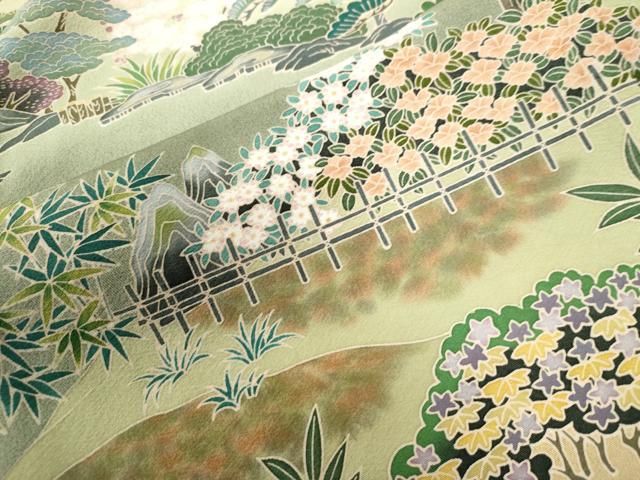 水辺松竹梅風景文 暈し染め