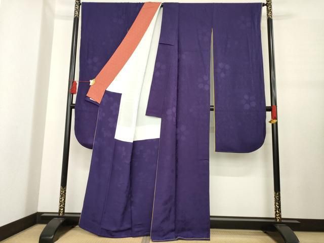 平和屋着物●豪華振袖 長襦袢 袷 セット 舞花地紋 濃鼠色 やまと誂製 正絹 ck