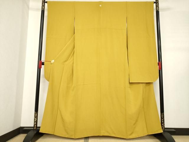 平和屋着物●豪華振袖 色無地 山吹茶色 正絹 ck