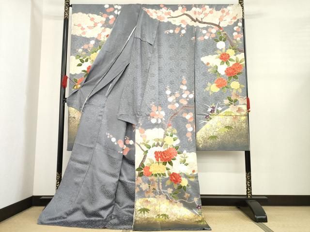 平和屋着物●豪華振袖 雲重ね花文 上代61万 仮絵羽 ♥ ck