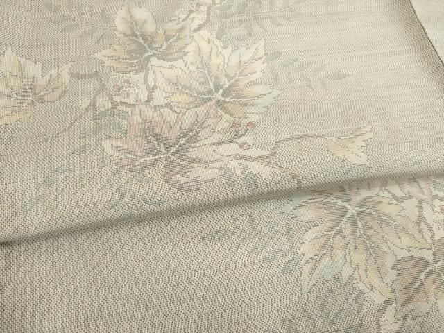 平和屋着物○本場大島紬 白大島 カタス9マルキ 枝葉文 正絹 逸品