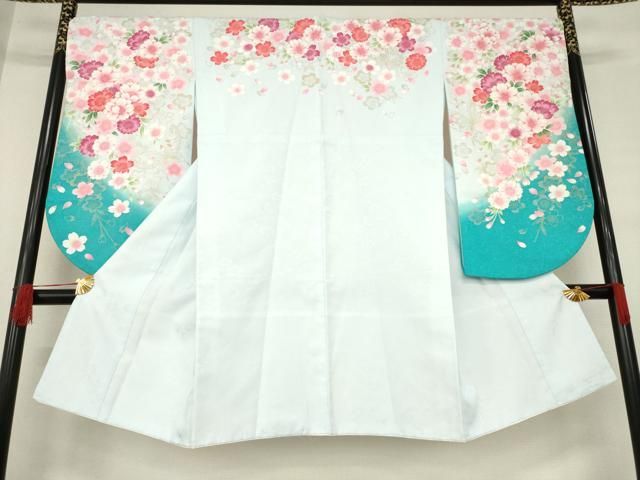 平和屋着物 小振袖 二尺袖 舞花文 暈し染め 金彩 洗える着物 ck