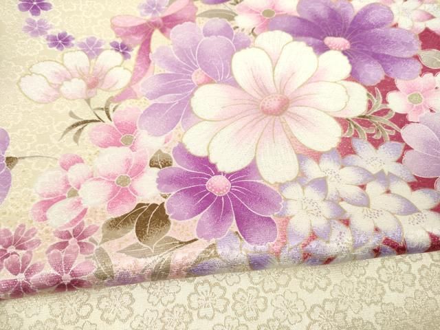  平和屋着物 小振袖 二尺袖 舞花文 暈し染め 金彩 銀通し地 洗える着物 ck 振袖 着物