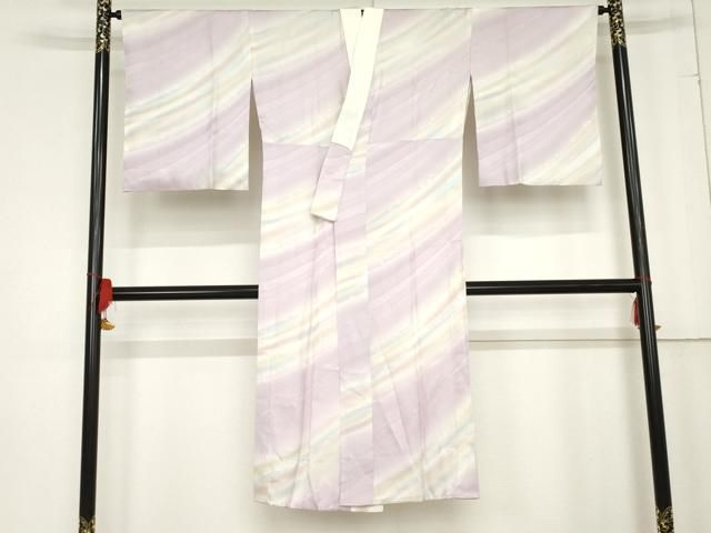 平和屋着物●長襦袢 無双仕立て 花斜縞 暈し染め やまと誂製 正絹 cs