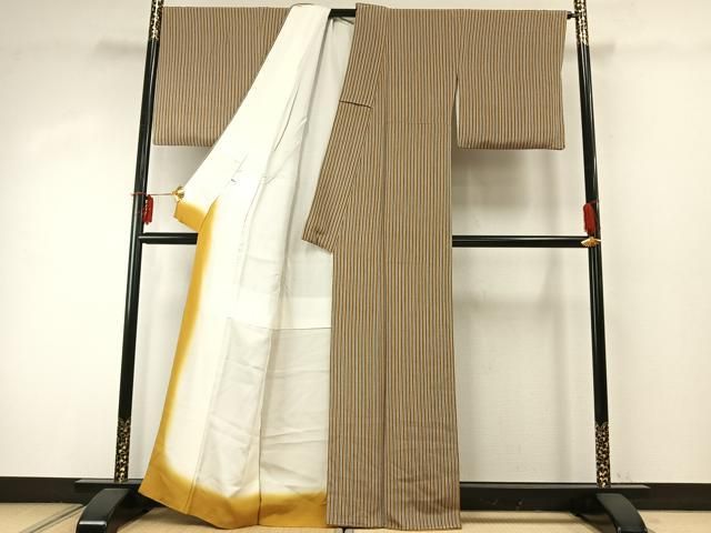 平和屋着物○上質な小紋 縞 鬼しぼ縮緬 正絹 逸品 AABE1707fy 【公式通販】