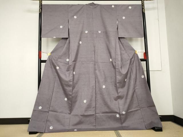 平和屋着物○上質な紬 木版染 玩具丸文 ロング丈 正絹 逸品 AABE2823cs