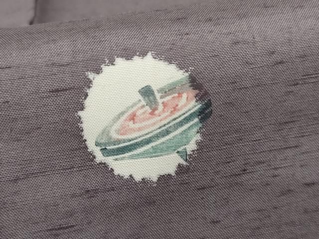 平和屋着物●上質な紬　木版染　玩具丸文　ロング丈　正絹　逸品　AABE2823cs 平和屋着物○上質な紬 木版染 玩具丸文 ロング丈 正絹 逸品 AABE2823cs