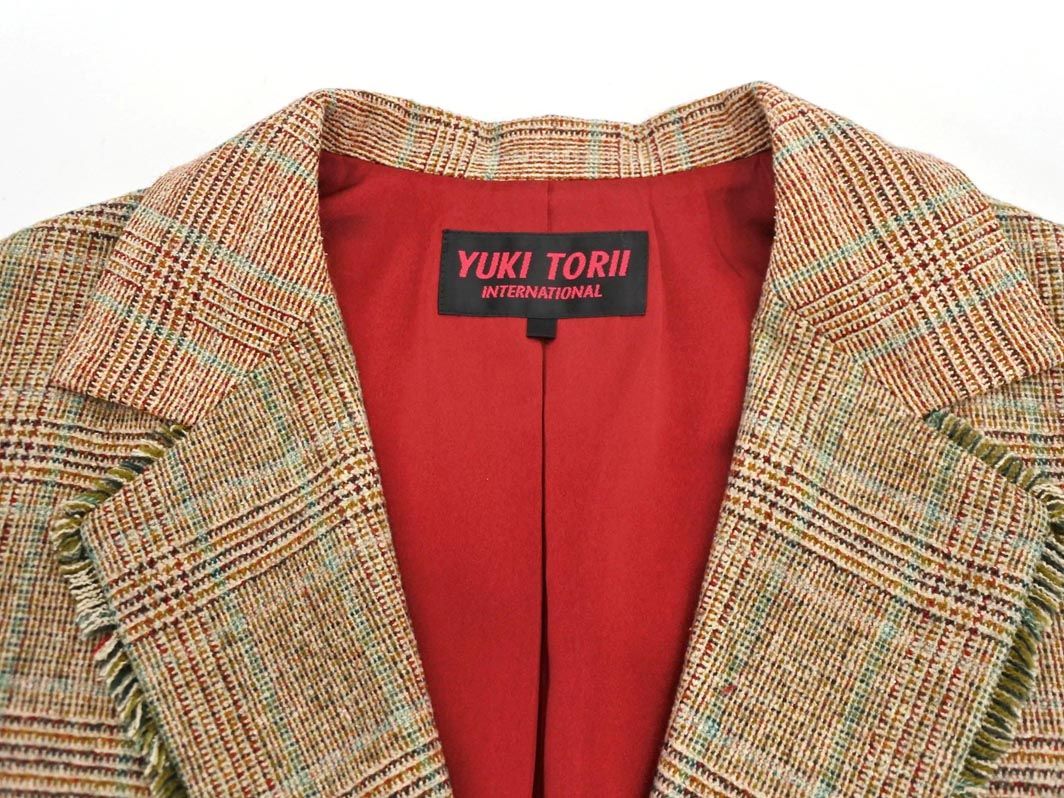 YUKI TORII ユキトリイ ウール混 フリンジ チェック ジャケット size40