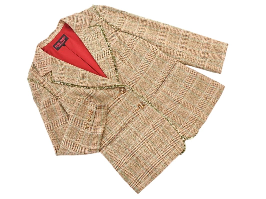 YUKI TORII ユキトリイ ウール混 フリンジ チェック ジャケット size40