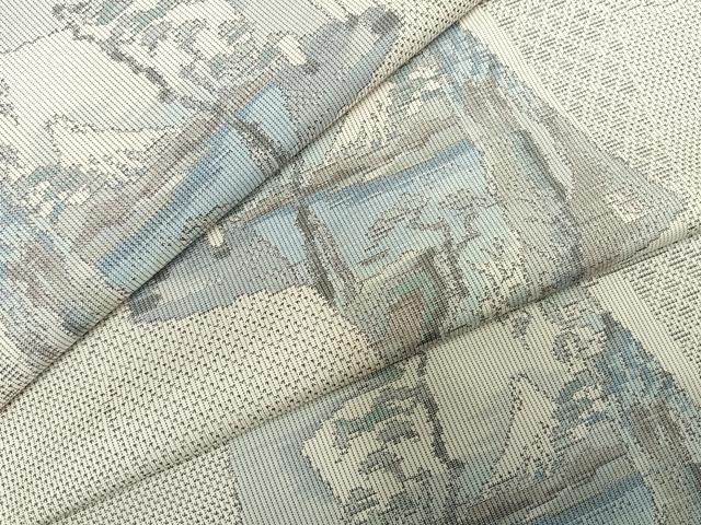 平和屋着物○本場大島紬 白大島 カタス7マルキ 総絣 風景色紙重ね文