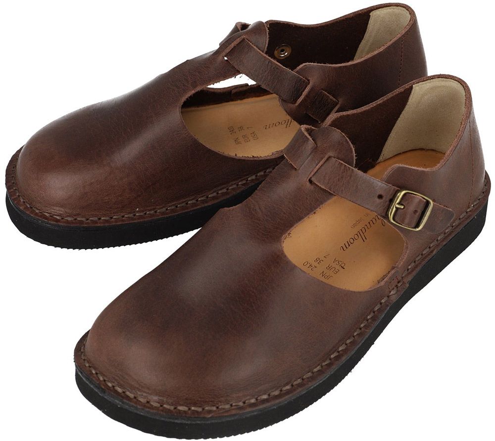 オーガニックハンドルーム Organic handloom GUNA くつ ストラップシューズ オブリーク メリージェーンダイプ レザー メンズ レディース OH003208 208 D/ブラウン 28.0