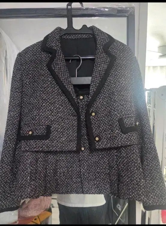ツイード ジャケット セットアップ ブラック