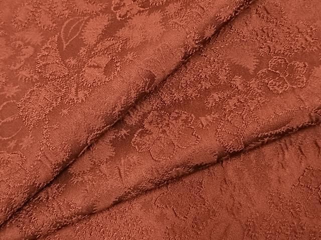 平和屋着物●上質な色無地 草花地紋 小豆色 さが美扱い 正絹 fy