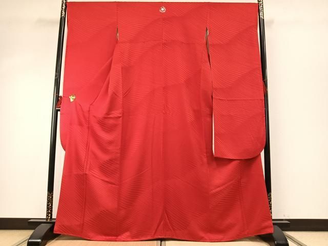 平和屋着物●豪華振袖 深緋色 正絹 fy