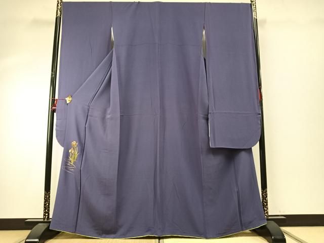 平和屋着物●豪華振袖 紫苑色 金彩 正絹 fy