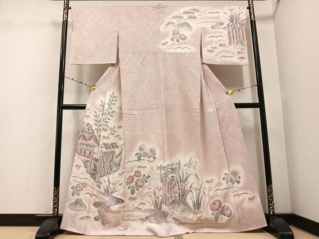 平和屋着物○訪問着 絞り 流水風景草花文 正絹 逸品 AABE3956ph - メルカリ