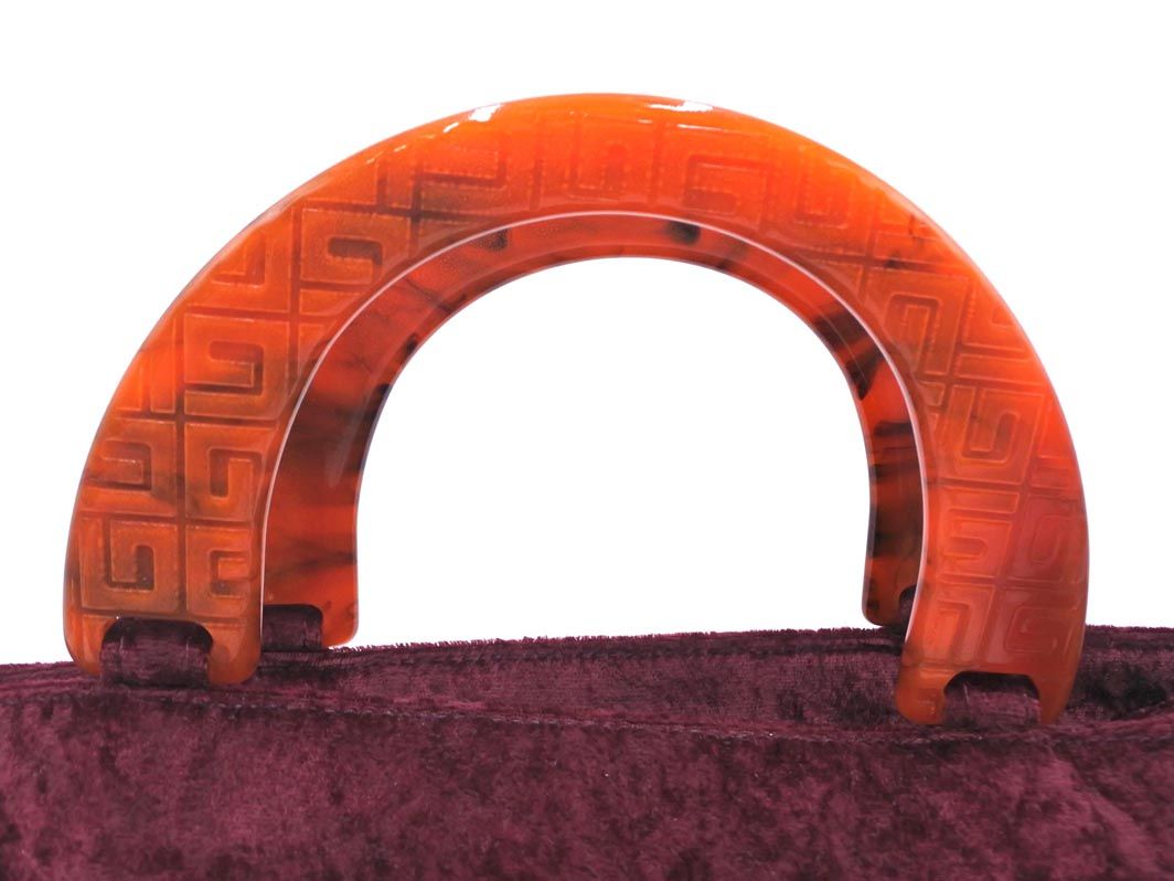 GIVENCHY ジバンシイ ベロア ロゴ ハンド バッグ ボルドー