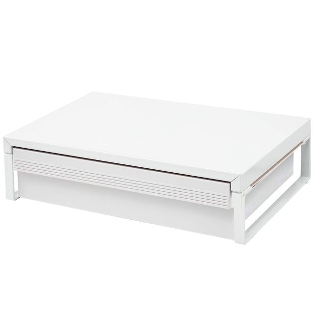 リヒトラブ パソコン台 モニター台 机上台 白 幅39 奥行25 高さ10 cm 引出し付 耐荷重15 kg A 7341 0