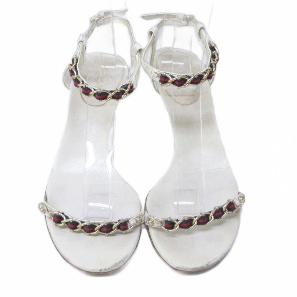 グッチ GUCCI サンダル シェリーライン チェーン ストラップ レザー