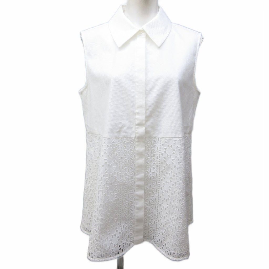 【中古】フォクシーニューヨーク 2024年 English Garden チュニックブラウス 切替 レース 刺繍 42 約M 44423 ■MNK3 フォクシーニューヨーク FOXEY NEW YORK 2024年 English Garden