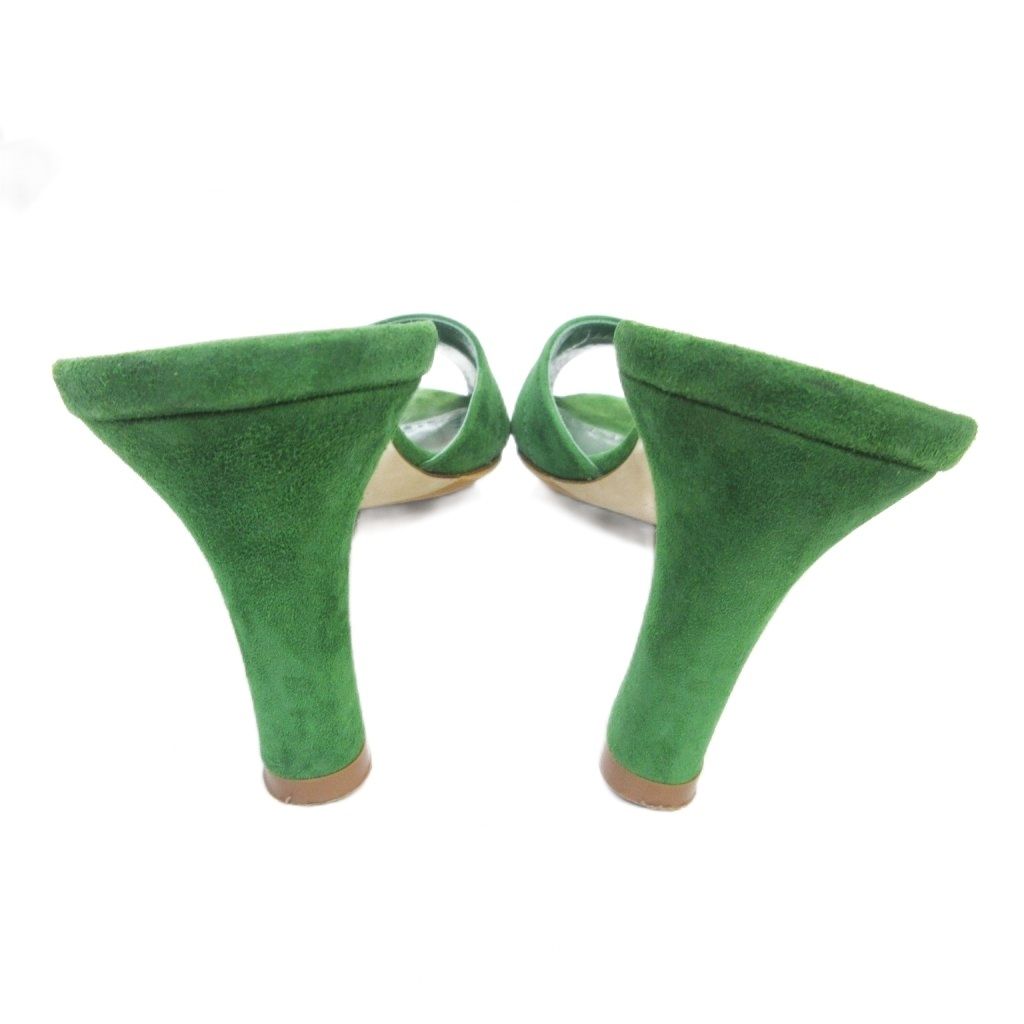  マノロブラニク MANOLO BLAHNIK サンダル スエード レザー ハイヒール リーフ デザイン 36 1 2 約23.5 cm 緑 グリーン MNK 3 1203 サンダル サンダル ミュール