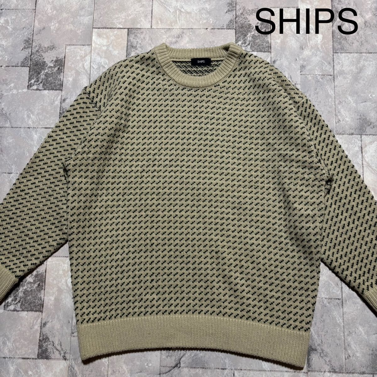 SHIPS シップス ニット セーター ウール混 プルオーバー クルーネック 