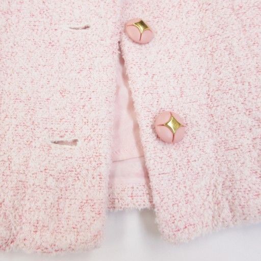 シャネル CHANEL ショート ジャケット パイル地 飾ボタン 半袖 国内