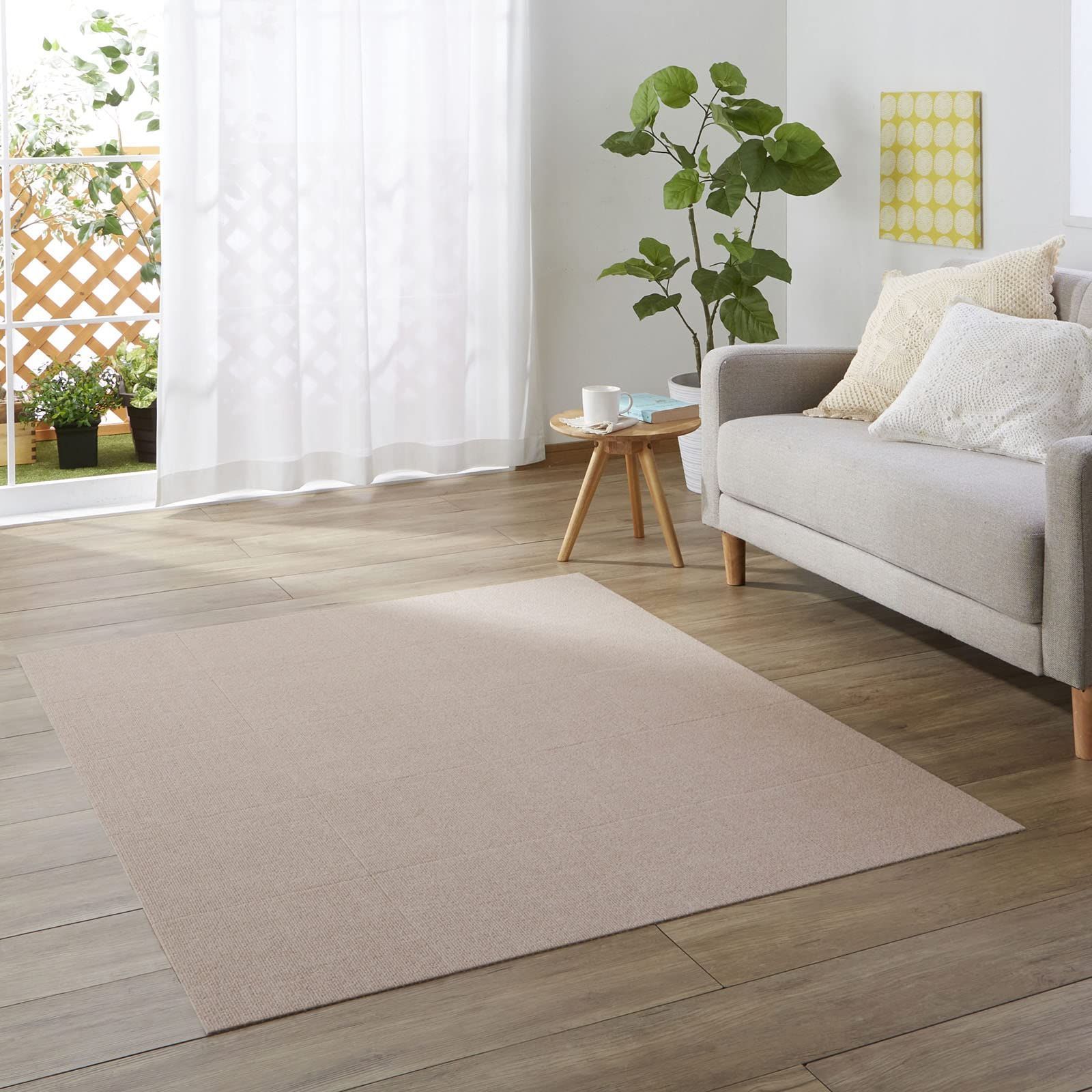 消臭 洗える サンコー ペット用 撥水 タイルマット ずれない ジョイントマット 30 cm ベージュ カーペットタイプ おくだけ吸着 KH 94