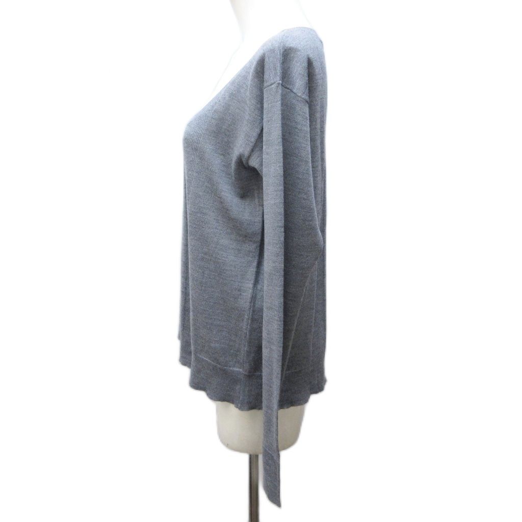 【中古】プラダ PRADA 2018 ニット カットソー ウール シルク混 リブ 長袖 40 約M 灰 グレー ■MNK3 1202 レディース プラダ PRADA 2018 ニット カットソー ウール シルク混 リブ 長袖 40