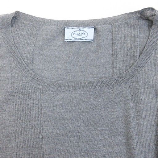 プラダ PRADA 2018 ニット カットソー ウール シルク混 リブ 長袖 40