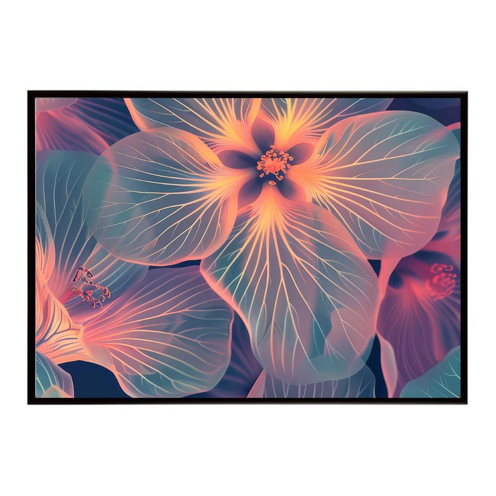 【B2サイズ（約51x73cm）】【lh-poster-5489】オーロラ レインボー キラキラ 花 フラワー 植物 ブーケ 絵画 イラストポスター インテリア アート