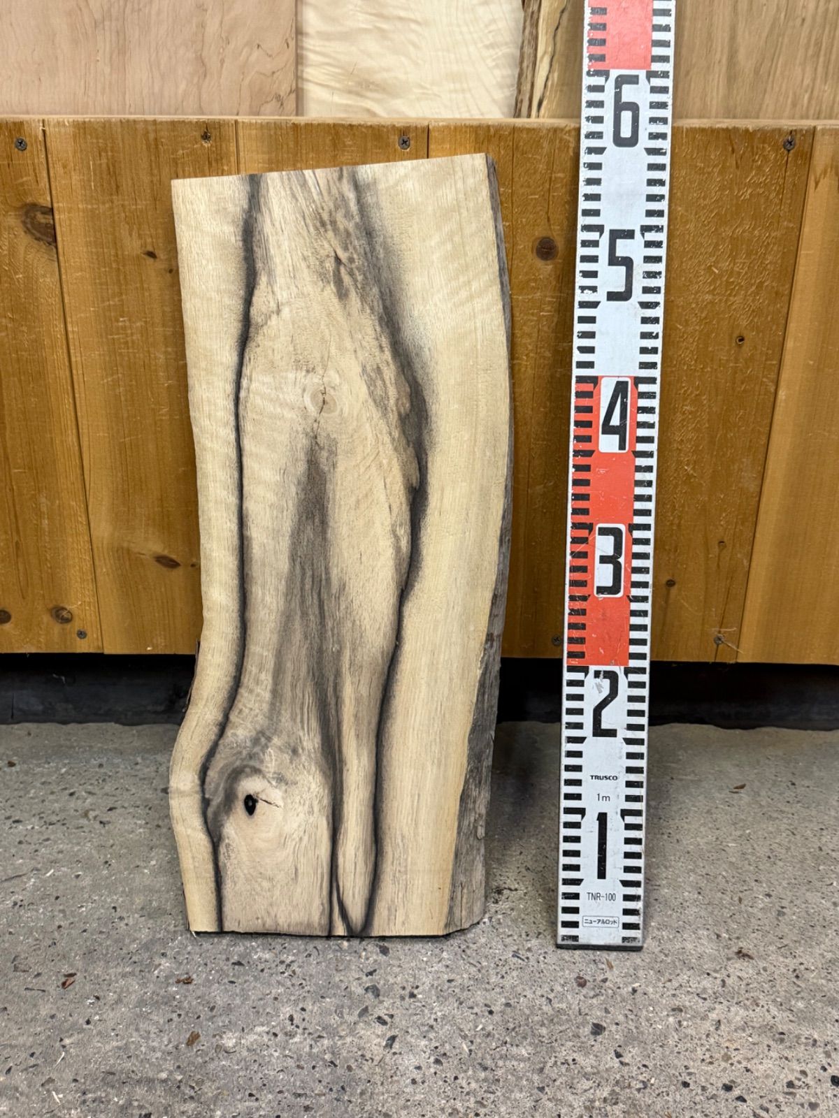 黒と縮杢 黒柿 クロガキ 板 一枚板 無垢材 銘木 木工 ＤＩＹ 素材