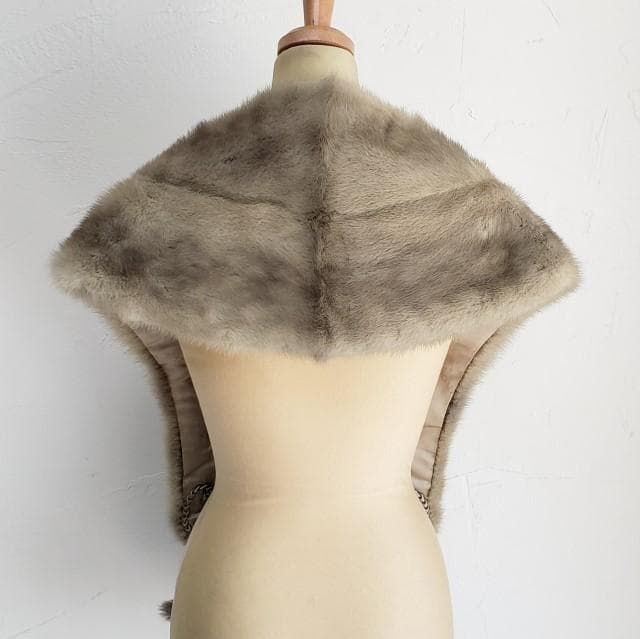 ミンクファー ティペット フリンジ 襟巻 毛皮 ミンク オフホワイト 和装