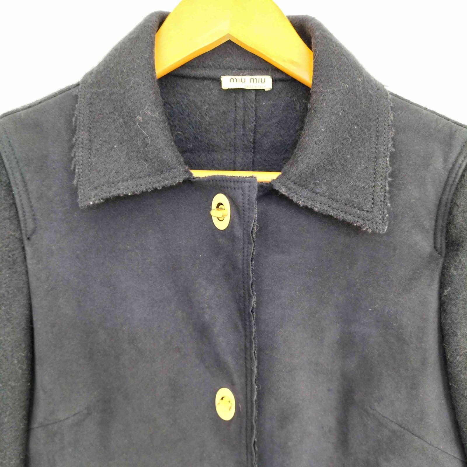 最終お値下げ Miu ミュウミュウ　パールコート38 ミュウミュウ miu miu ウールモヘア ステンカラーコート レディース 38