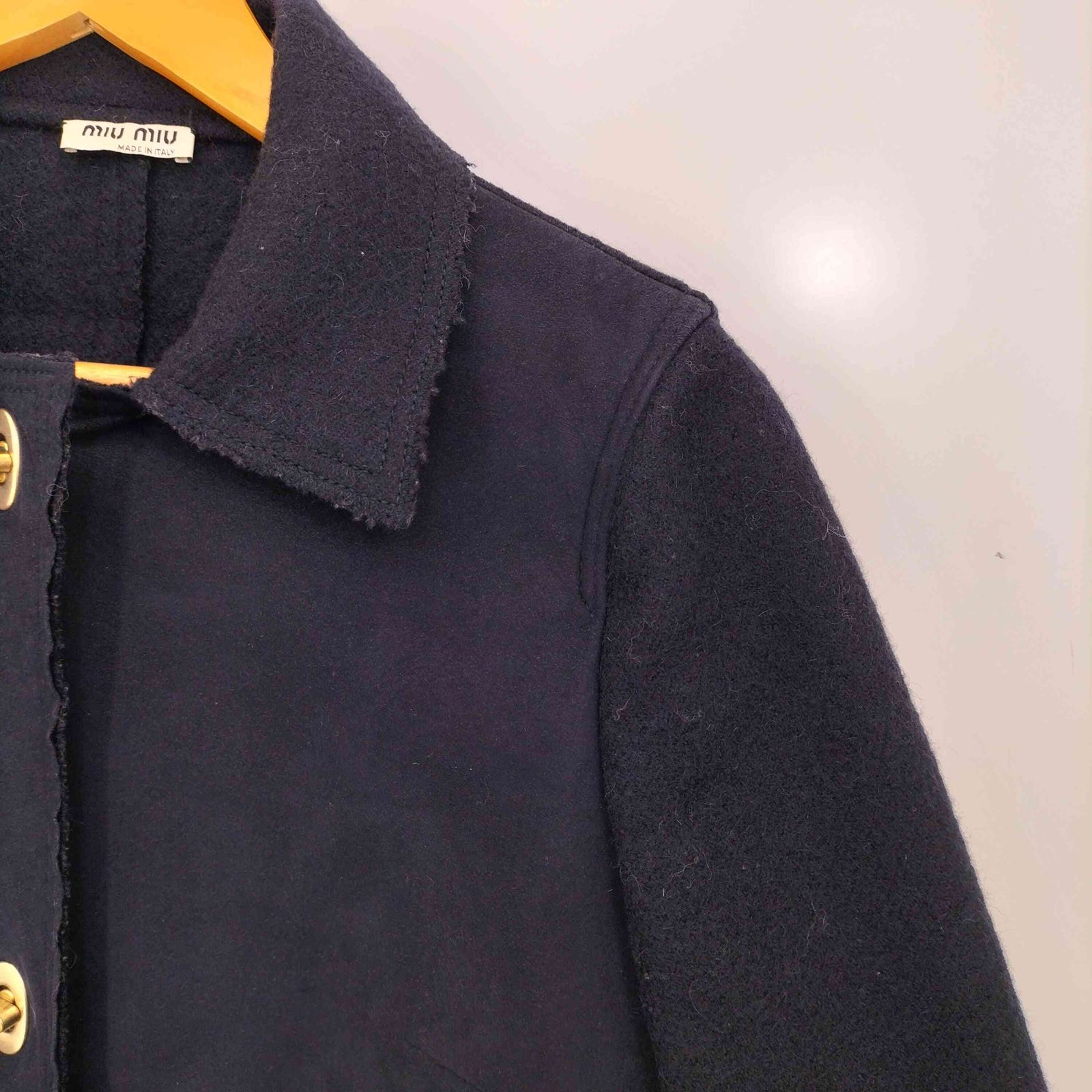 ミュウミュウ miu miu ウールモヘア ステンカラーコート レディース 38