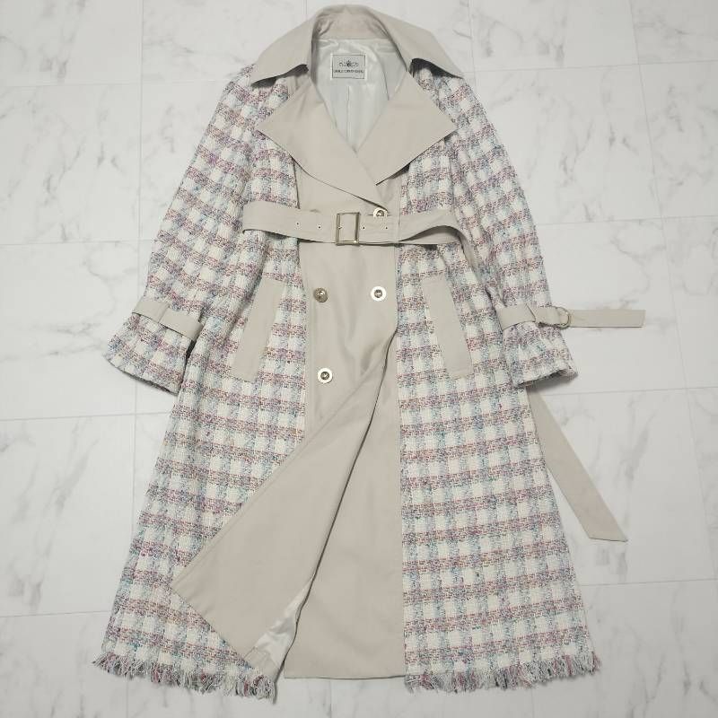 タグ付き♥品 GRACE グレースコンチネンタル ツイードコンビトレンチコート 定価93500円 36 S～M