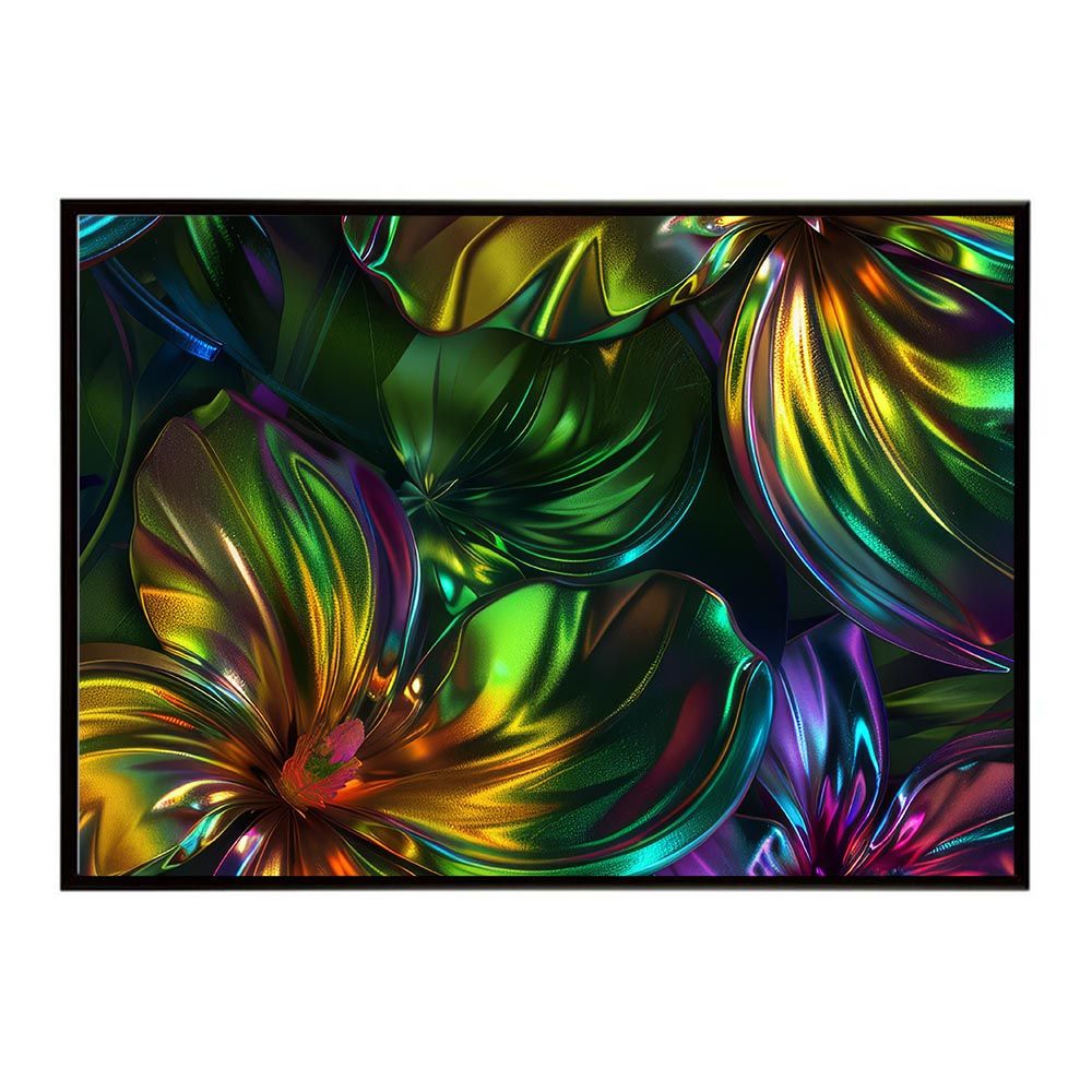 【A2サイズ（約42x59cm）】【lh-poster-5615】メタリック ビビット ビビッド 金属質 花 フラワー 植物 ブーケ 絵画 イラストポスター インテリア アート