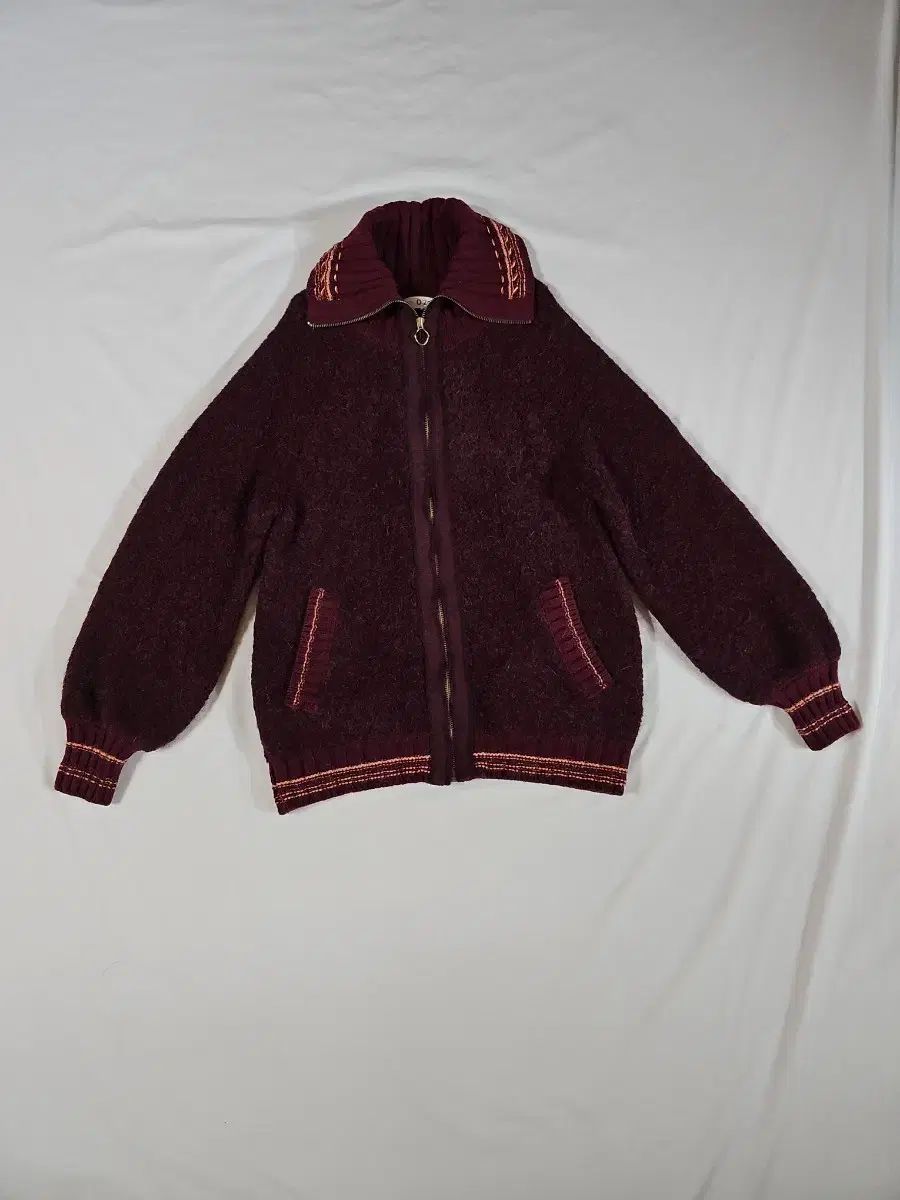 定価55万円台 O 2 nd オッズセカンド ボヘニアン エスニック 刺繍 スティッチ モヘア ジップアップ カーディガン