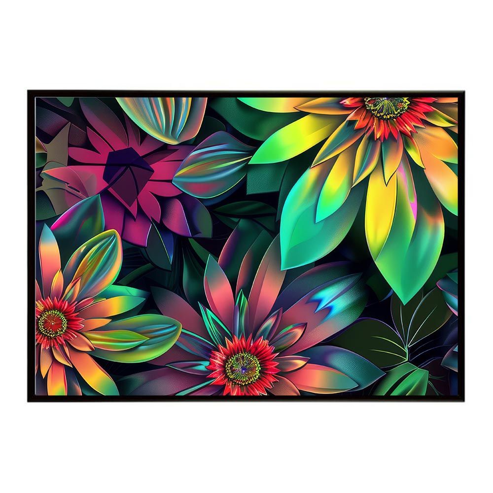 【A2サイズ（約42x59cm）】【lh-poster-5645】サイケデリック カラフル 派手 花 フラワー 植物 ブーケ 絵画 イラストポスター インテリア アート