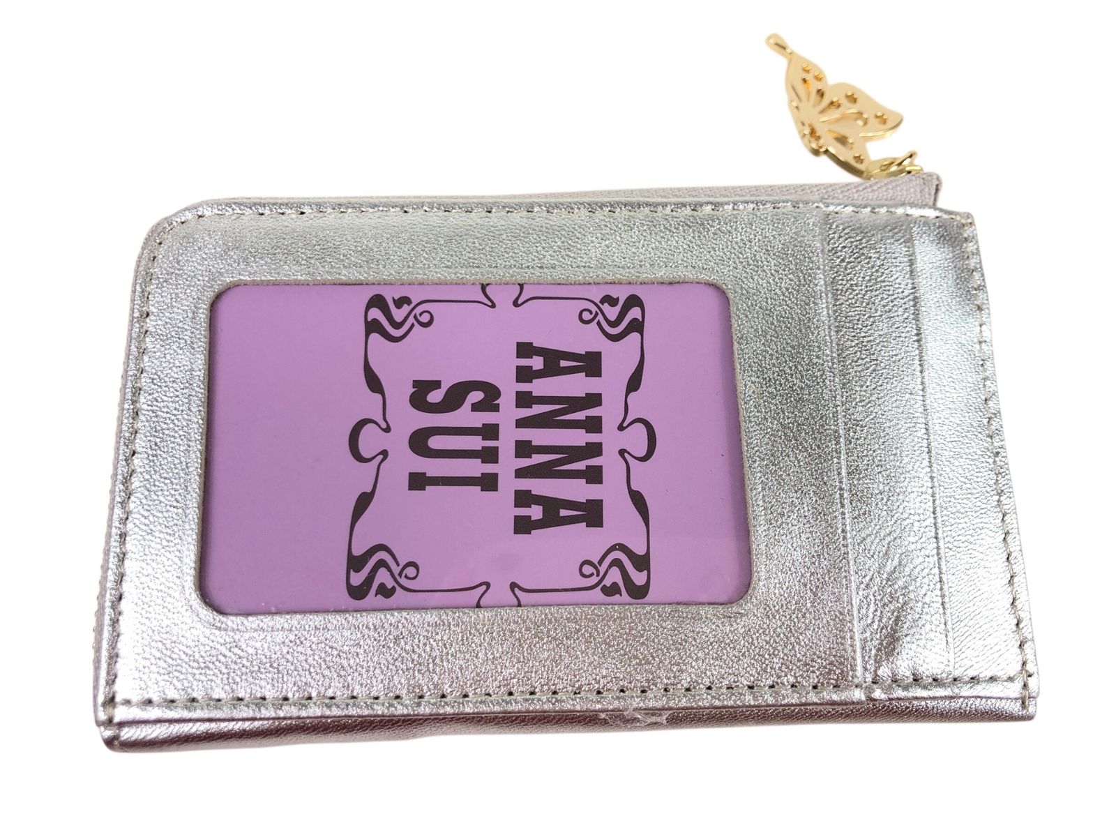 アナスイ ANNA SUI レザー ムーンスター パスケース マルチケース 小銭入れ スタッズ シルバー ×ゴールド