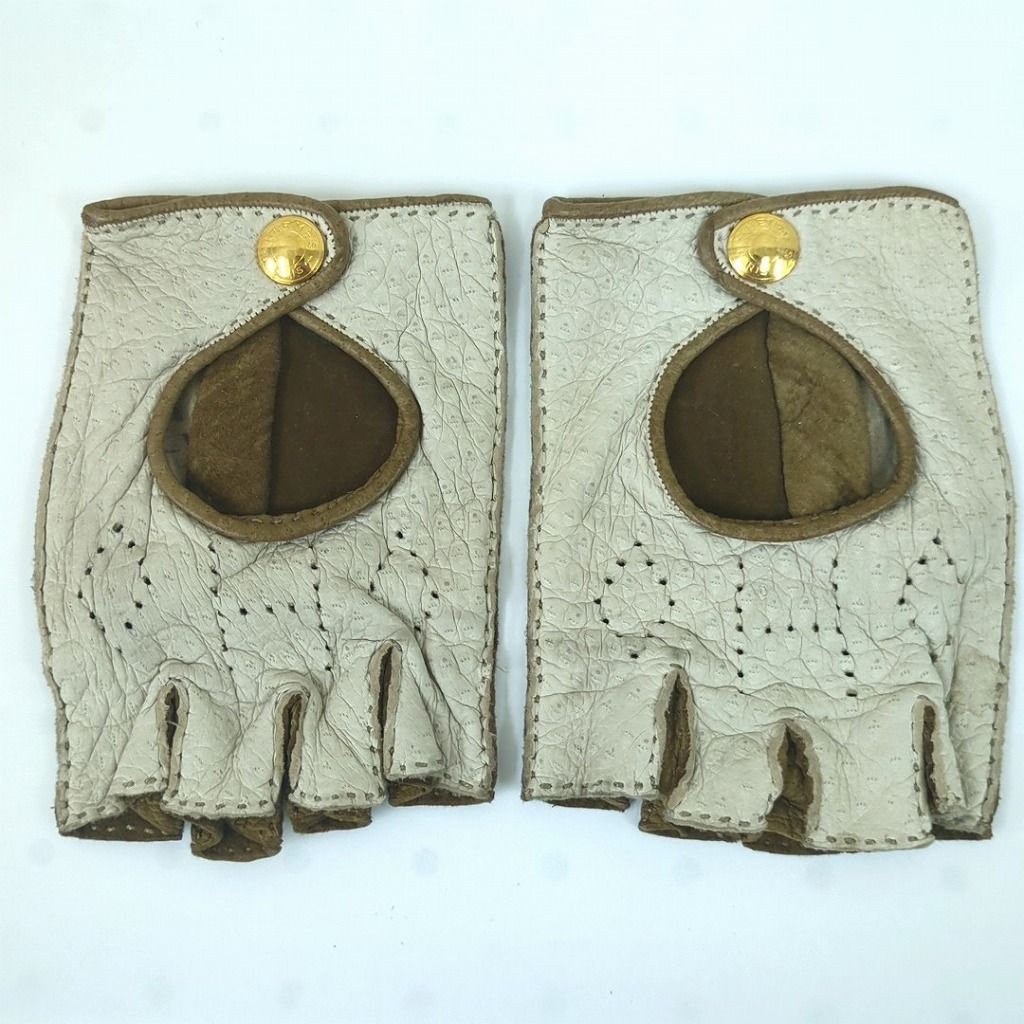 HERMES エルメス ドライビング グローブ ブラウン ベージュ 6 1/2