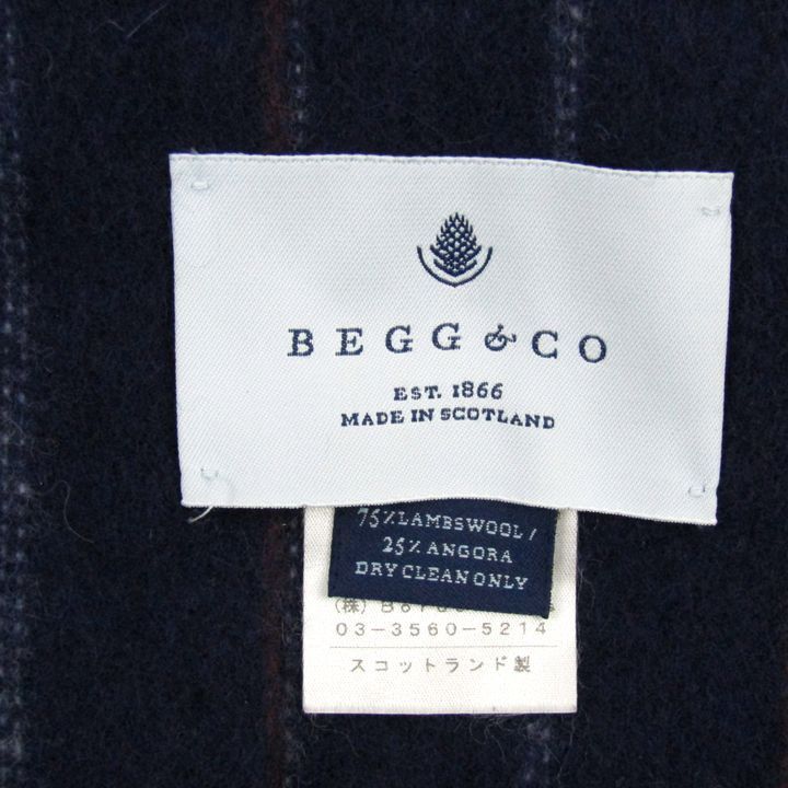 ベグアンドコー マフラー ストール ウール アンゴラ ストライプ ブランド スコットランド製 メンズ ネイビー Begg - Co