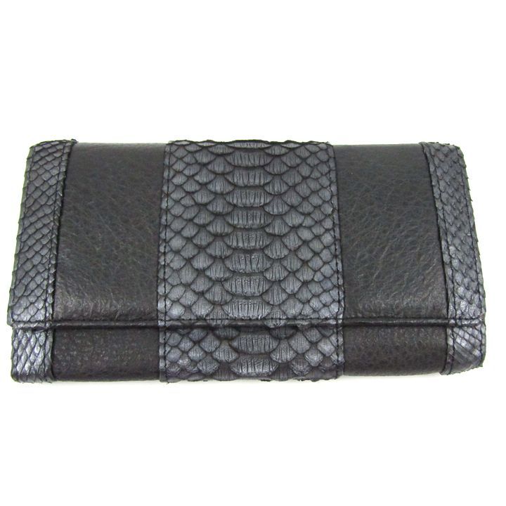 イノベーション 改革 パイソン|オーストリッチ レザー 長財布 本革 小銭入れあり ウォレット メンズ ブラック Innovation