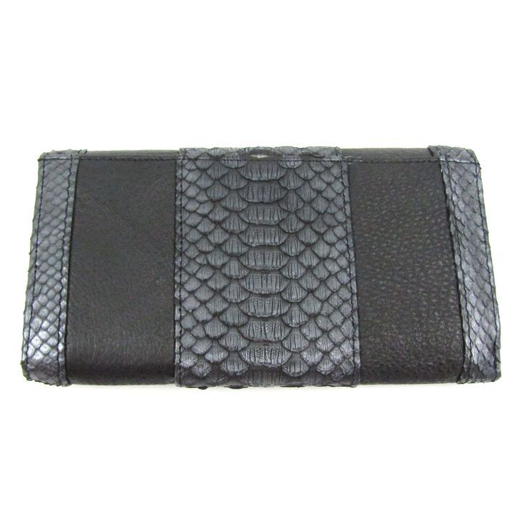 イノベーション 改革 パイソン オーストリッチ レザー 長財布 本革 小銭入れあり ウォレット メンズ ブラック Innovation