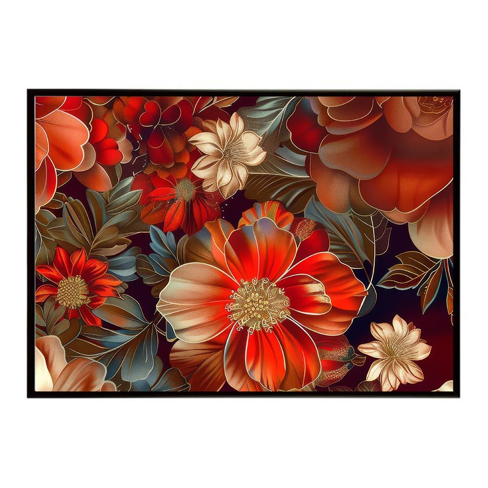 【A1サイズ（約59x84cm）】【lh-poster-5727】ゴージャス アンティーク 花 フラワー 植物 ブーケ 絵画 イラストポスター インテリア アート