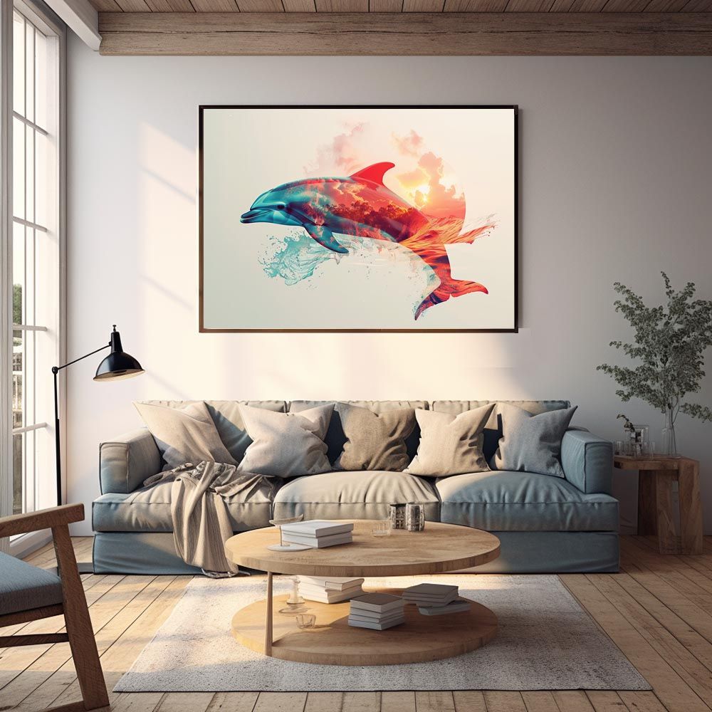 A1サイズ（約59x84cm）】【lh-poster-5792】イルカ 海 ブルー