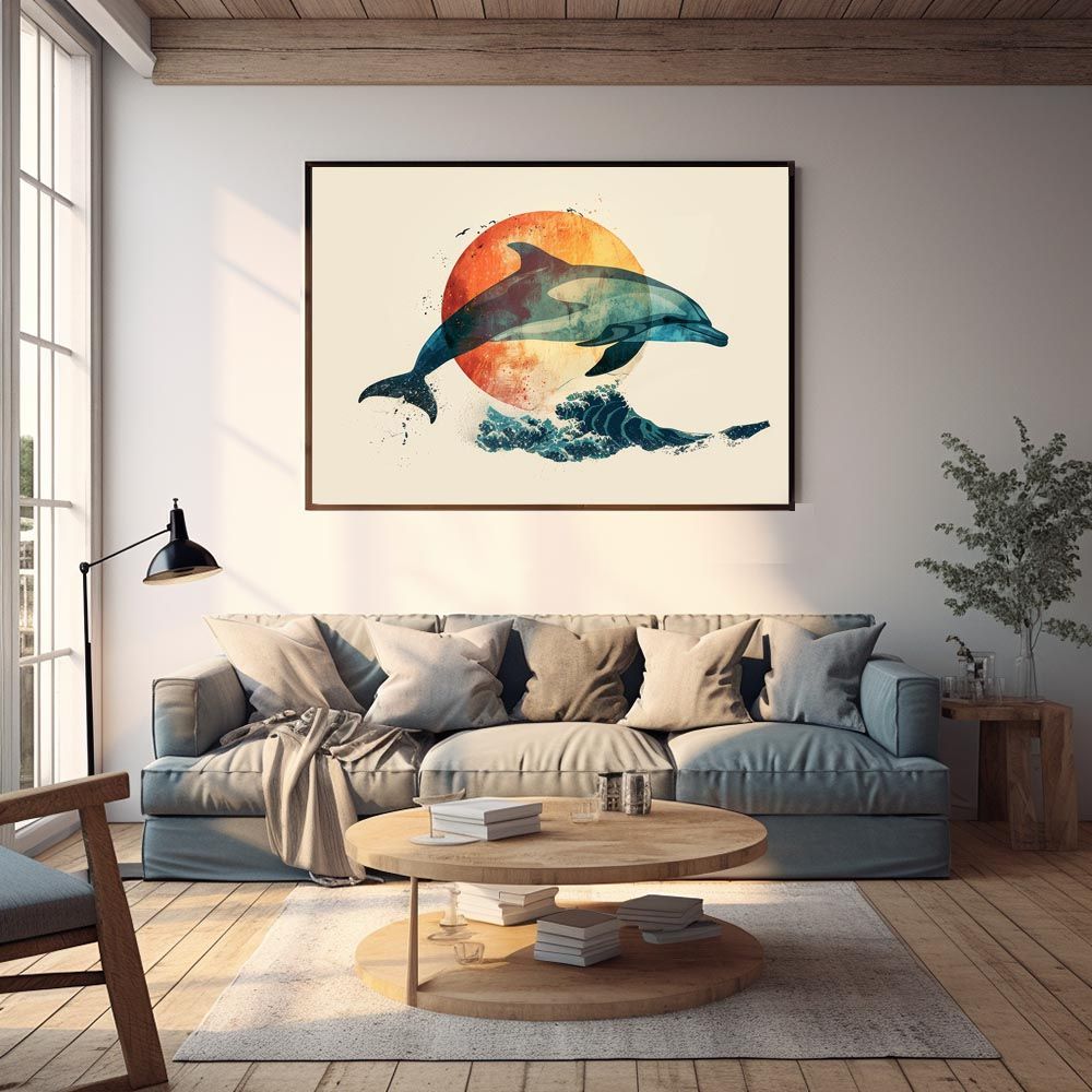 B2サイズ（約51x73cm）】【lh-poster-5807】イルカ 海 ブルー