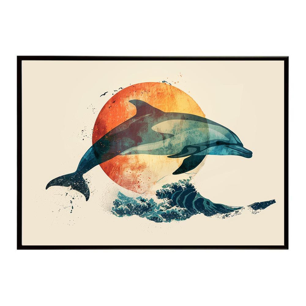 割引 【B1サイズ（約73x103cm）】【lh-poster-5807】イルカ 海 ブルー