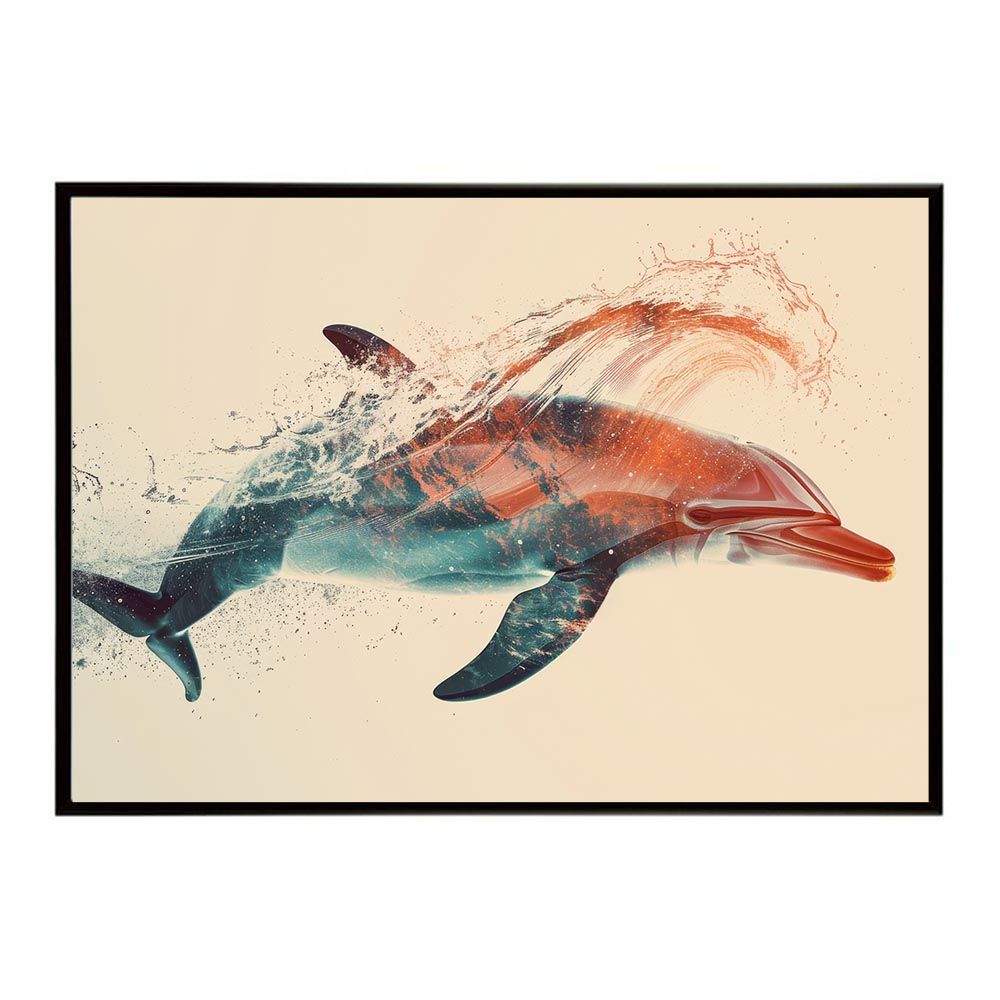 B3サイズ（約36x51cm）】【lh-poster-5823】イルカ 海 ブルー